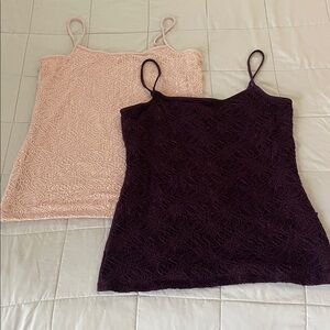 Ann Taylor Factory Size Large Lace Camisole Lot Of 2 Cotton Spandex